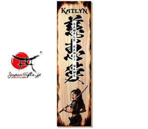 3.3"W x 13"H Kanji Name Sign "Samurai Girl" #5971