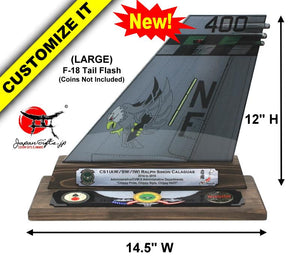 (LARGE) 12" Tall F-18 "Color Imprinted Acrylic" Tail Flash Desk Plaque #TF-F18-L02