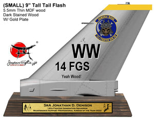 (SMALL) 9" Thin 5.5mm, MDF Wood / F-16 Tail "CUSTOMIZED" 14th FGS Annuals