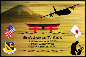(LARGE) 23"x15" Wall MDF Wood Plaque "CUSTOMIZED" 374th Airlift Wing Annual