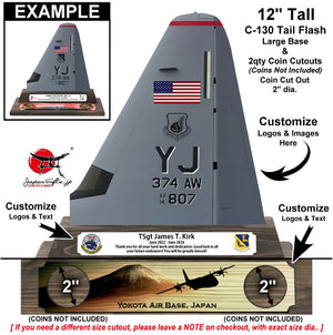 (LARGE) 12" Tall C-130 "Color Imprinted Acrylic" w/coin cutout base #TF-C130-CCB01