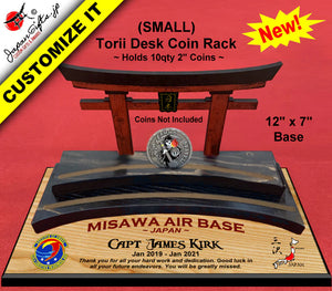 (SMALL) MDF Wood Torii Desk Coin Rack 11" x 6" base #MDF-TDR-S01