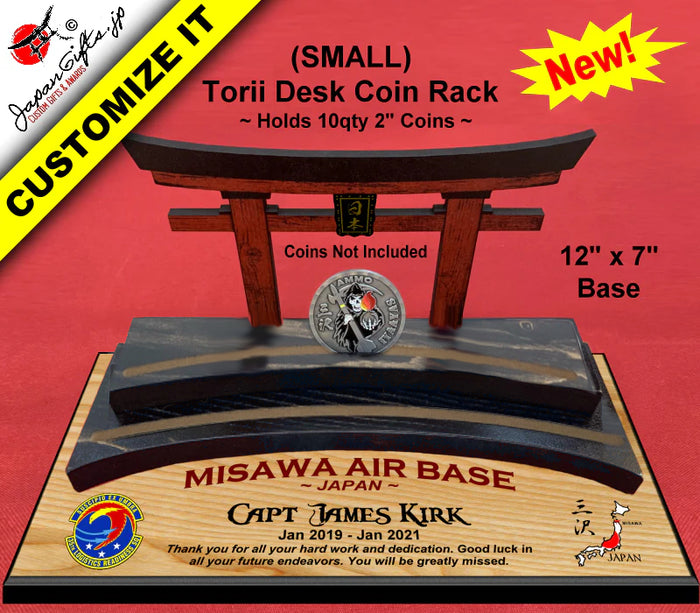 (SMALL) MDF Wood Torii Desk Coin Rack 11" x 6" base #MDF-TDR-S01