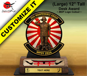 (LARGE) 12" Tall Desk Award MDF logo cutout "CUSTOMIZED" 35th MXG Maintainer