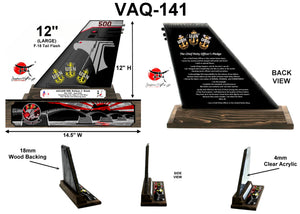 (LARGE) 12" Tall F-18 Tail "CUSTOMIZED" VAQ-141 Chiefs Mess W/Back Imprinted