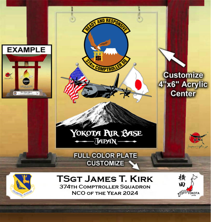 (Large) 14" Tall Red Torii Gate "CUSTOMIZED" 374th CPTS Annual Award