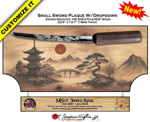 Small Sword 23" x 13" MDF Plaque - No Sheath - "Mounted" Drop Down #SW-DDNS-DN4