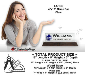 (LARGE) 4"H x 12"W Crystal Desk Name Display #NB-CL412-001