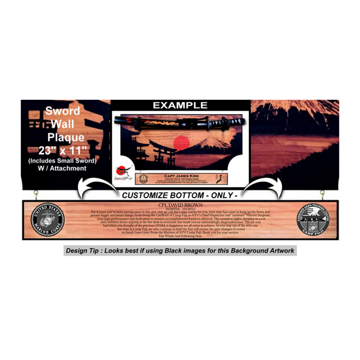 Small Sword 23" x 11" Wall Plaque "Removable Sword" with Drop Down #SS-WPRD-09