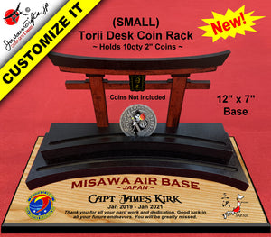 (SMALL) MDF Wood Torii Desk Coin Rack 12" x 7" base #MDF-TDR-S01