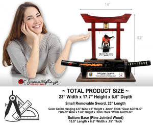 23" Desk Sword & Large Torii Gate w/Color Plate/Acrylic Center #SST-CP001-AC