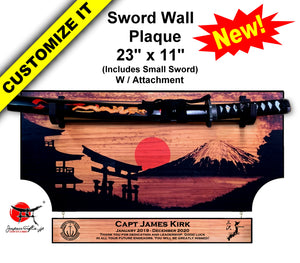 Small Sword 23" x 11" Wall Plaque "Removable Sword" with Drop Down #SS-WPRD-09