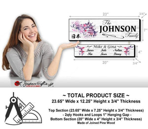 23" x 7" Family Sign w/Drop Down "Cherry Blossoms" #35