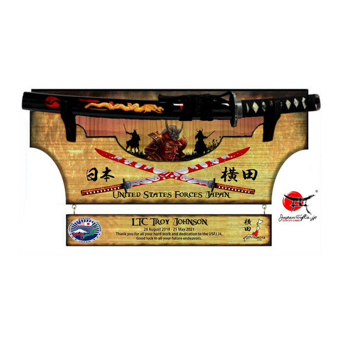 Small Sword 23" x 14" Wall Plaque "Removable Sword" with Drop Down #SW-S025-RDD