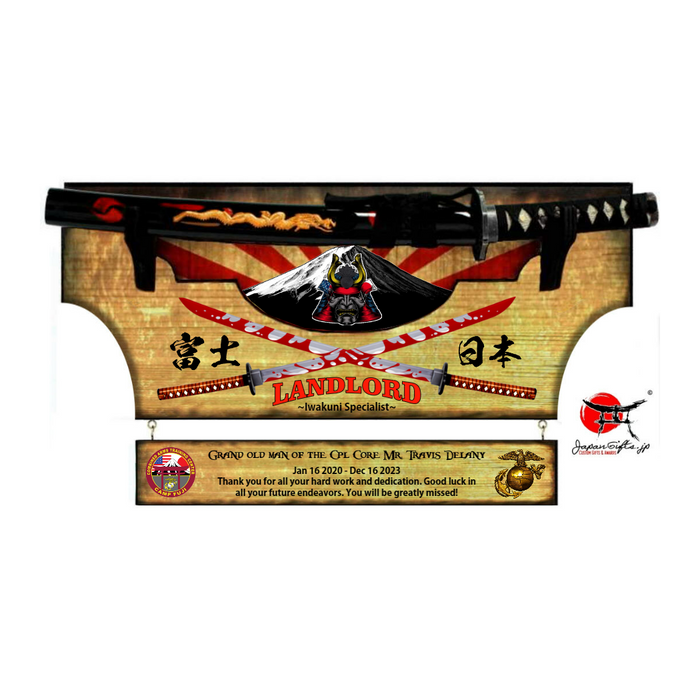 Small Sword 23" x 14" Wall Plaque "Removable Sword" with Drop Down #SW-S044-RDD