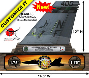 (LARGE) 12" Tall F-18 "Color Imprinted Acrylic" Tail Flash Desk Plaque #TF-F18-L02