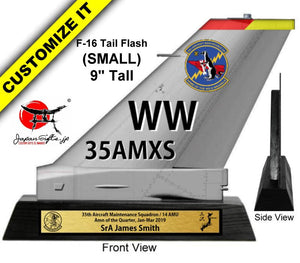 (SMALL) 9" Thin 2mm, Acrylic / F-16 Tail #TT-S9F16-01