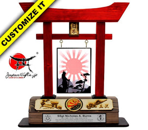 (LARGE) Torii Gate, w/Burned Top Plate & Coin #T-L008-BC