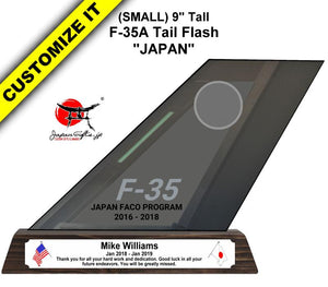 (SMALL) 9" Tall F-35A "Color Imprinted Wood" Tail Flash Desk Plaque #TF-F35-S01